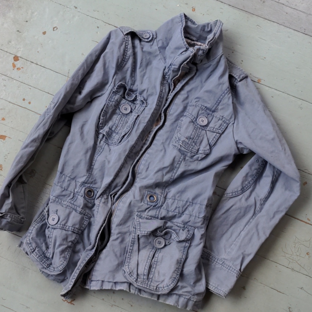 Light blue denim cargo jacket